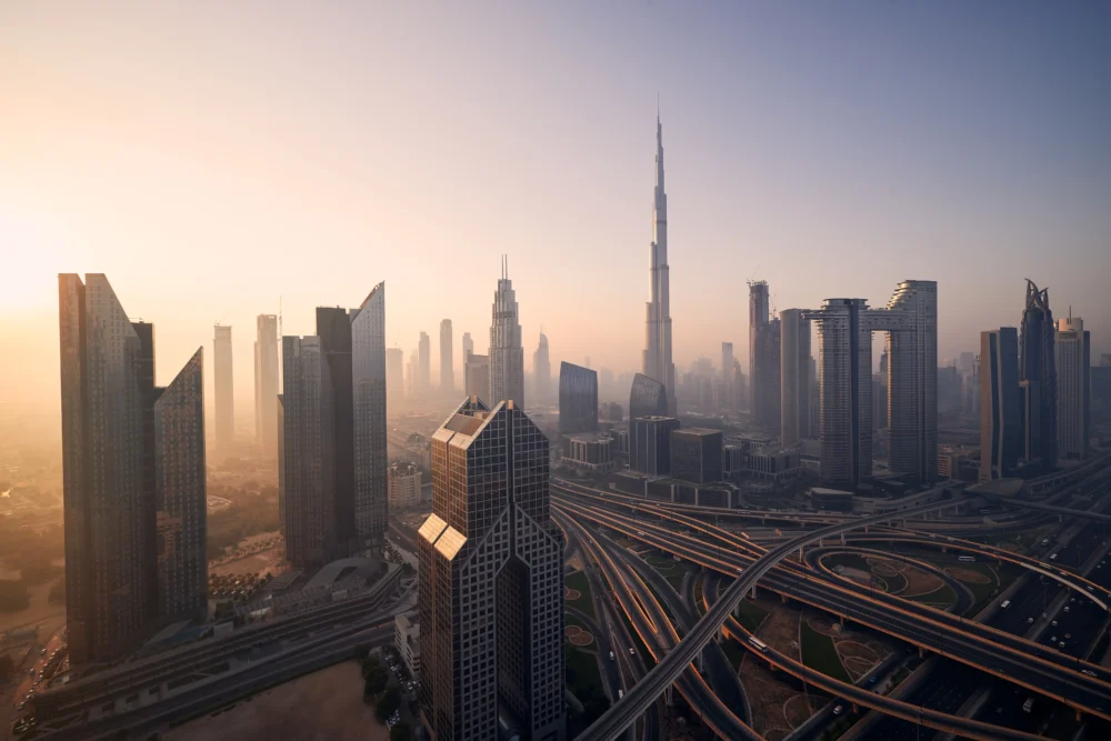 Dubai cityscape at sunrise