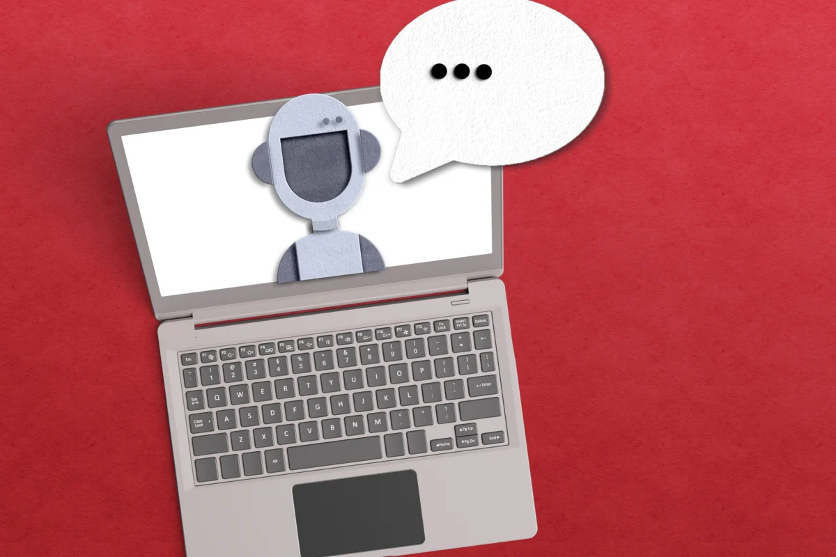 Artificial Intelligence - Chatbot concept.digitally genetared image in red