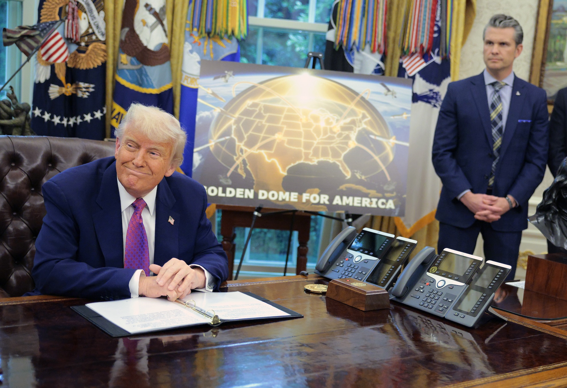 President Trump Makes Announcement With Defense Secretary Hegseth In The Oval Office