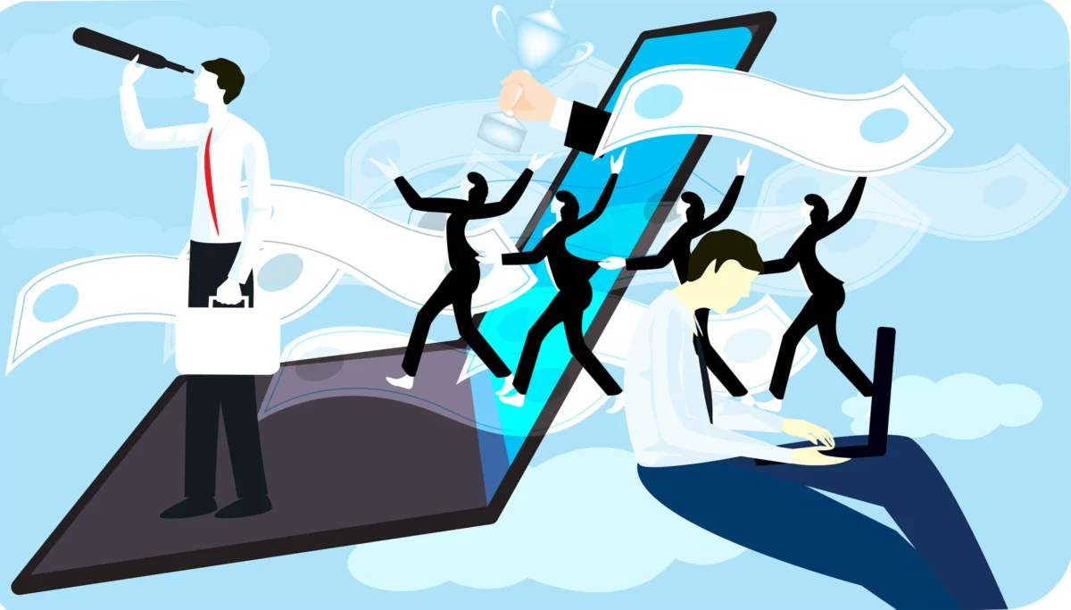 Businessman invest money in stock market ,
