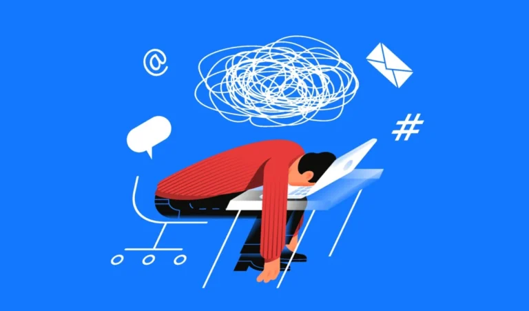 Man falling face down on the keyboard illustration
