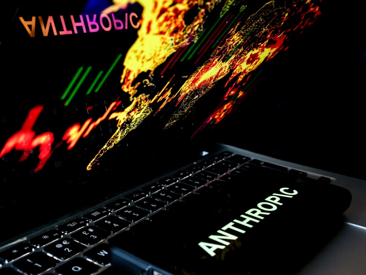 In this photo illustration, the Anthropic logo is displayed