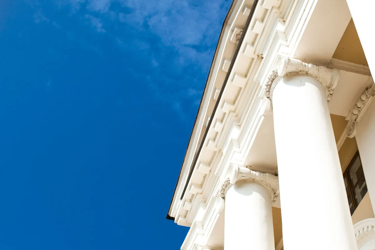 Low angle view of sky and columns Architectural Column Against c