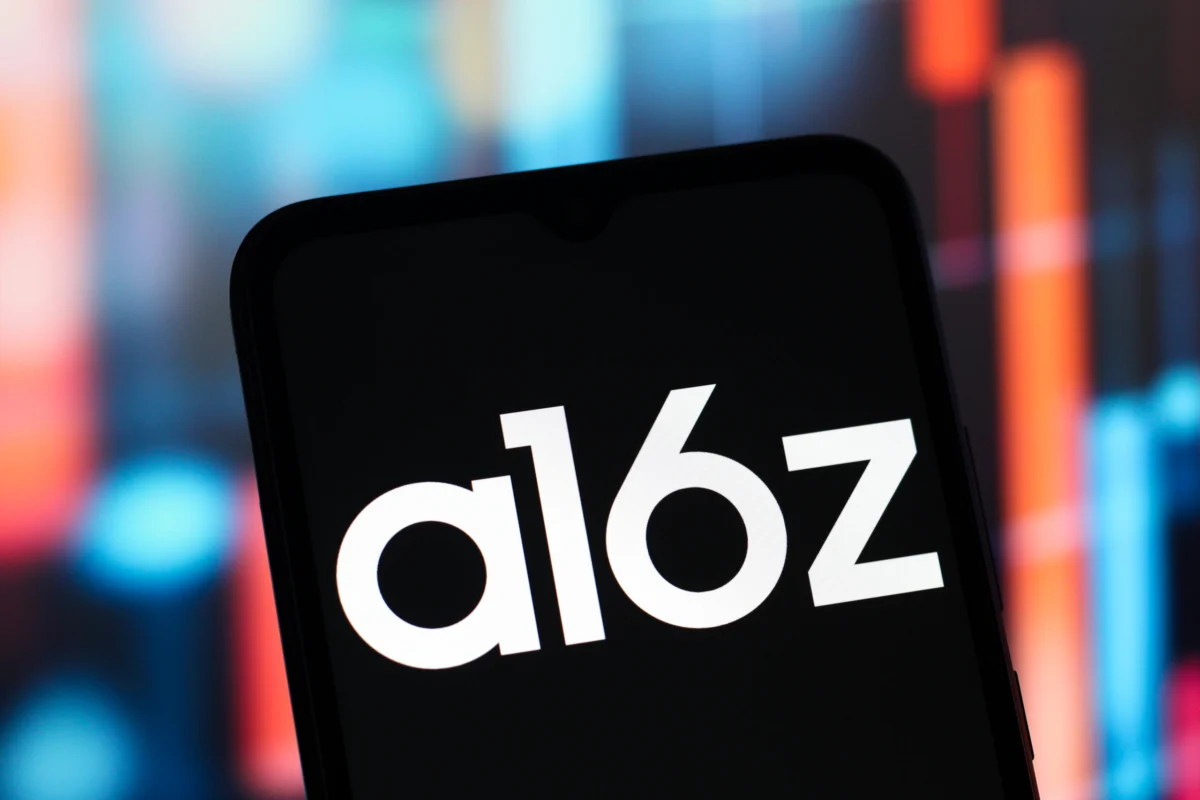 In this photo illustration, the a16z (Andreessen Horowitz)