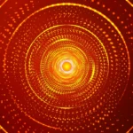 Abstract digital background. Big data visualization. Circular rotation of a fantastic circle of multi-colored particles and lines. Beautiful colored spiral. 3D vector illustration