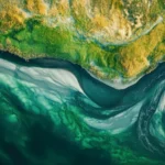 Aerial View of River Delta: A breathtaking aerial shot captures
